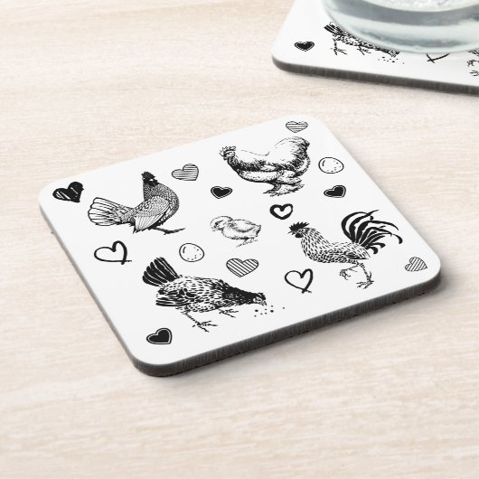 Dessous-de-verre Collage de poulets mignons (Côté gauche)