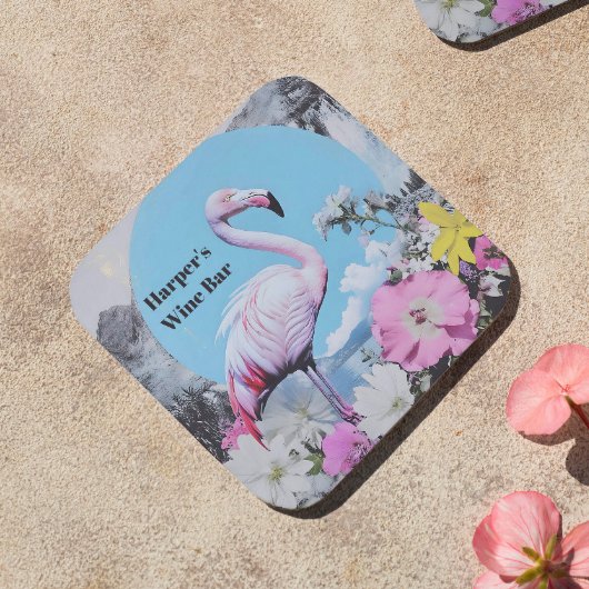 Dessous-de-verre Collage Flamant rose rose rétrograde