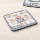 Dessous-de-verre Collage photo classique avec monogramme et nom (Côté gauche)