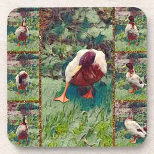 Dessous-de-verre Collage photo de canard amarré, ensemble de Dessou