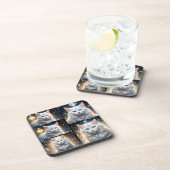 Dessous-de-verre Collage photo d'un chat blanc farci persan, (Côté Droit)