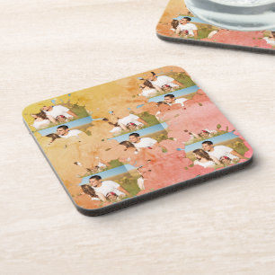 Dessous-de-verre Collage photo en cercle personnalisé simple et élé