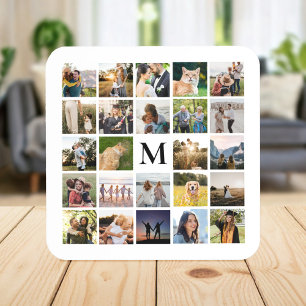 Dessous-de-verre Collage photo Monogramme personnalisé