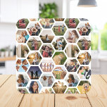 Dessous-de-verre Collage photo Motif Hexagon géométrique<br><div class="desc">Créez votre propre dessous de verre photo collage. Cette conception comporte une disposition d'image modèle dans un motif géométrique hexagone</div>