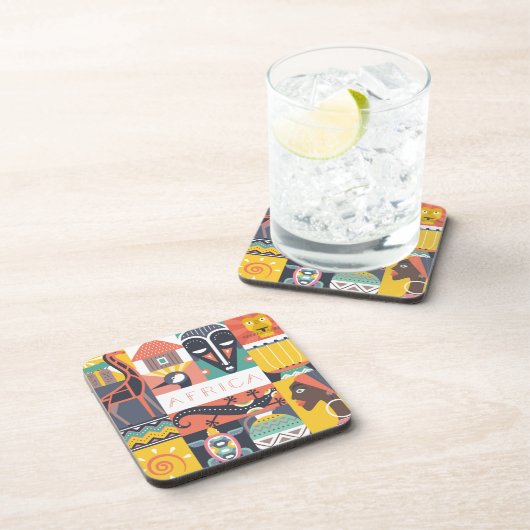 Dessous-de-verre Collage symbolique africain d'art (Côté Droit)