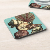 Dessous-de-verre Collection de coquillages turquoise et de coraux r (Côté gauche)