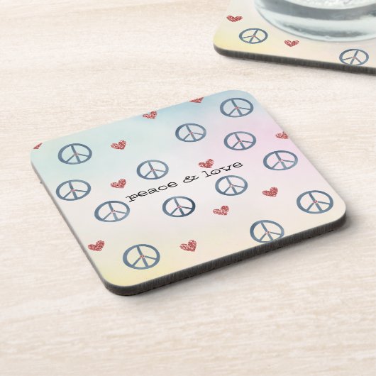 Dessous-de-verre Collier de paix Aqua Pink Yellow Tie Dye (Côté gauche)