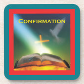 Dessous-de-verre Colombe de confirmation, Bible, Croix (Devant)