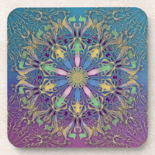Dessous de verre coloré en plastique dur Mandala