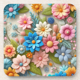 Dessous-de-verre Coloré Pastel Printemps 3D Felt Floral Art