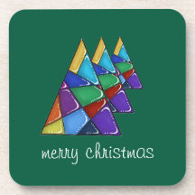 Dessous de verre colorés en patchwork pour sapin d