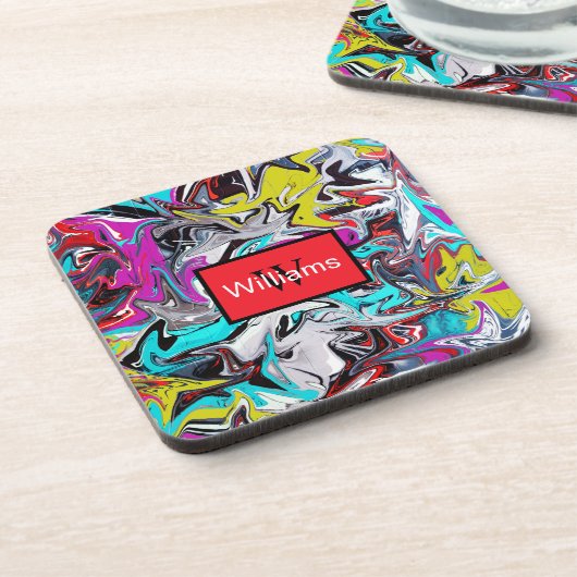 Dessous-de-verre Colorful Abstract Graffiti Monogrammed  (Côté gauche)