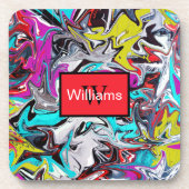 Dessous-de-verre Colorful Abstract Graffiti Monogrammed  (Devant)