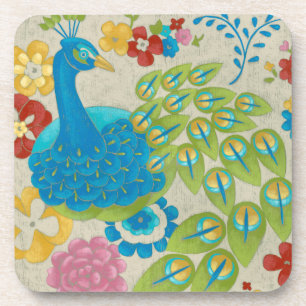 Dessous-de-verre Colorful Peacock et Fleurs