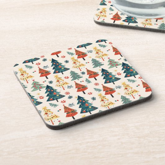 Dessous-de-verre Colourful Christmas Pine Trees Seamless Pattern (Côté gauche)