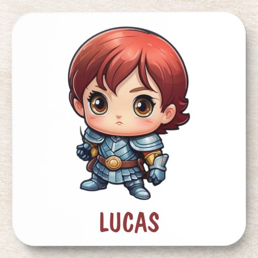 Dessous-de-verre Comic Knight Personalized Kids Room Drink Coaster (Devant)