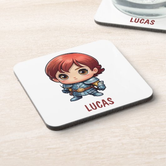 Dessous-de-verre Comic Knight Personalized Kids Room Drink Coaster (Côté gauche)