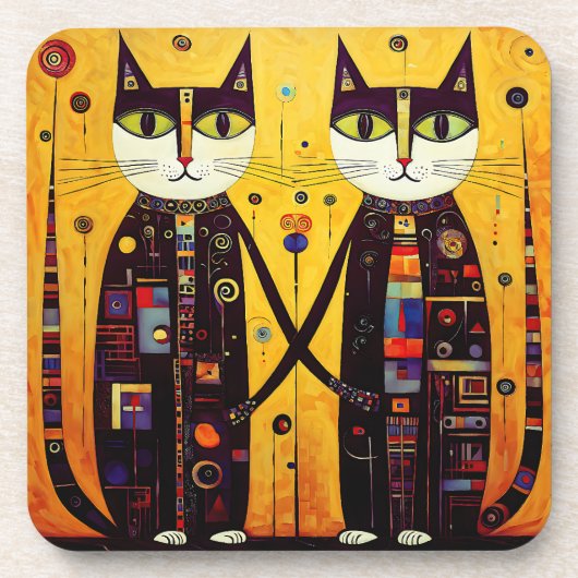 Dessous-de-verre Compagnons Abstraits : Une Histoire de Deux Chats (Devant)
