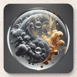 Dessous-de-verre Concept Yin Yang avec motifs fluides