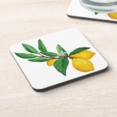 Dessous-de-verre Conception aquarelle de feuille de citron | Citron (Côté gauche)