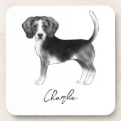 Dessous-de-verre Conception beagle Chien En Noir Et Blanc Avec Text (Devant)