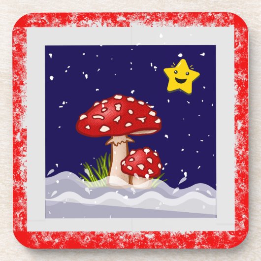 Dessous-de-verre conception champignons de Noël (Devant)
