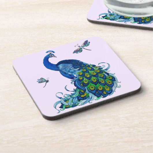 Dessous-de-verre Conception classique de paon et libellule (Côté gauche)