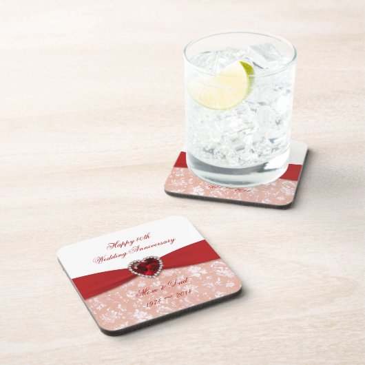 Dessous-de-verre Conception d'anniversaire de mariage de damassé (Côté Droit)