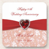 Dessous-de-verre Conception d'anniversaire de mariage de damassé (Devant)