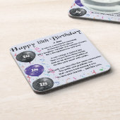 Dessous-de-verre Conception d'anniversaire de poème de fils 18ème (Côté gauche)