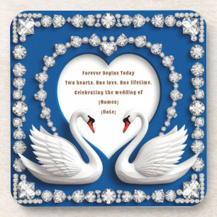 Dessous-de-verre Conception d'arche de mariage amour cygne diamant 