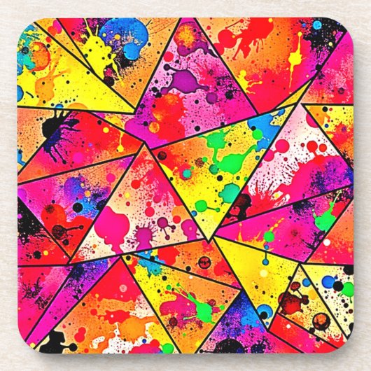 Dessous-de-verre Conception de chaos abstrait vibrant dévoilé (Devant)