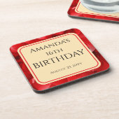 Dessous-de-verre Conception de cristal abstrait rouge Anniversaire (Côté gauche)