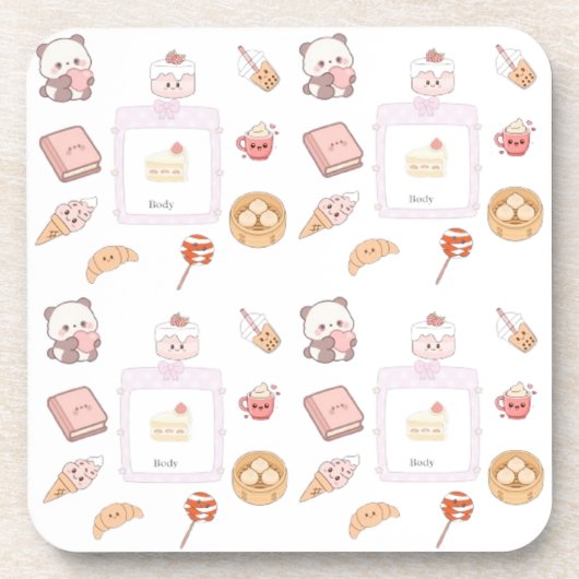 Dessous-de-verre Conception de dessert friandises rose mignon (Devant)