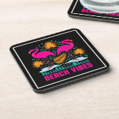 Dessous-de-verre Conception de flamants roses de vibes de plage (Côté gauche)