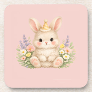 Dessous-de-verre Conception de fleur sauvage de lapin duveteux pour