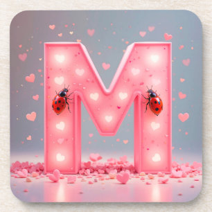 Dessous-de-verre Conception de lettre M rose vif