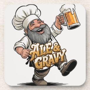 Dessous-de-verre Conception de logo Ale & Gravy avec un joyeux chef