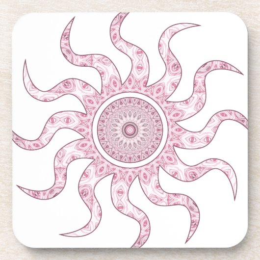 Dessous-de-verre Conception de Mandala au Soleil Rose (Devant)