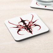 Dessous-de-verre Conception de Masque Tribal - Noir et Rouge (Côté gauche)