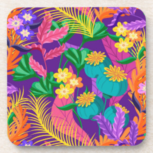 Dessous-de-verre Conception de motif floral exotique coloré
