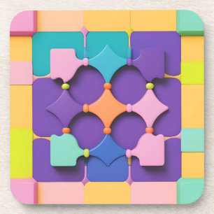 Dessous-de-verre Conception de motif géométrique coloré Formes vibr