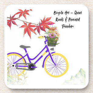 Dessous-de-verre Conception de motivation de bicyclette florale