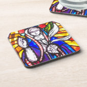 Dessous-de-verre Conception de vitrail avec figure religieuse. (Côté gauche)