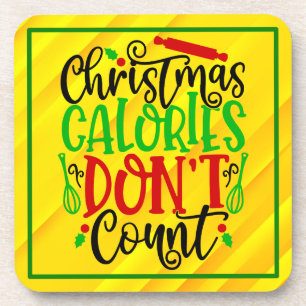 Dessous-de-verre Conception drôle de Noël : les calories ne compten