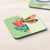 Dessous-de-verre Conception graphique d'insecte et de fleur ludique (Côté gauche)