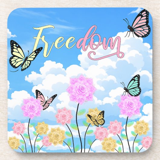 Dessous-de-verre Conception Papillon Floral Liberté (Devant)