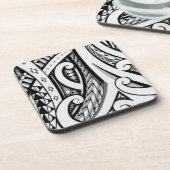 Dessous-de-verre Conception tribale maorie originale de tatouage (Côté gauche)