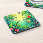 Dessous-de-verre Conception Tropical Jungle Lush Paradise (Côté gauche)