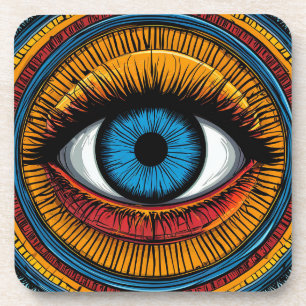 Dessous-de-verre Conception vibrante de mauvais œil artistique